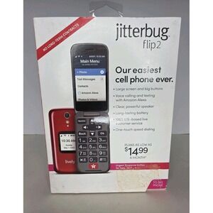 New Lively Jitterbug Flip2 Flip Cell Phone for Seniors RED Sealed